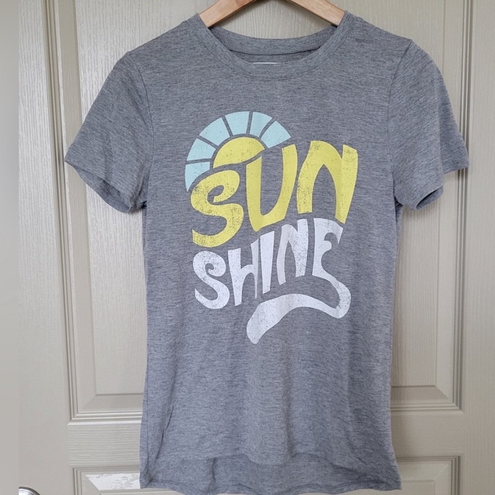MODERN LUX Vintage-looking SUNSHINE Gray Babydoll T-shirt Top | SMALL | - Picture 2 of 3